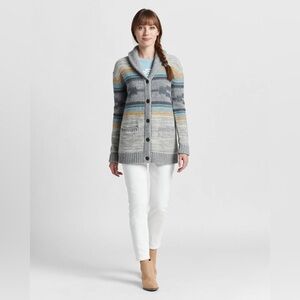 Pendleton - Women’s Heritage Shetland Wool Cardigan - Medium - Grey/Multi